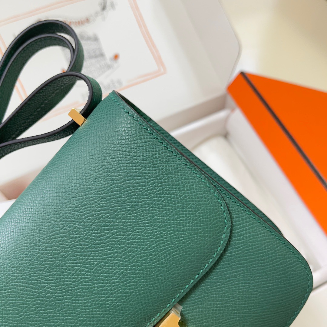 Hermes Constance 18 Mini Shoulder Bag In Vert Emeraude Epsom Leather